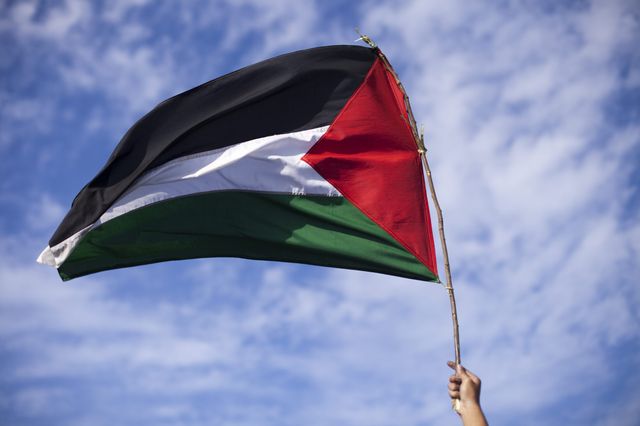 Drapeau palestinien, 16 juillet 2014 - Banda Aceh, Aceh, Indonésie, lors d'une manifestation de soutien pour la Palestine.