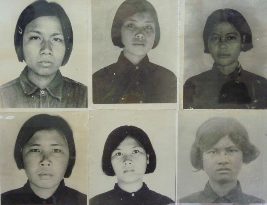 Photos de victimes dans la prison de Tuol Sleng