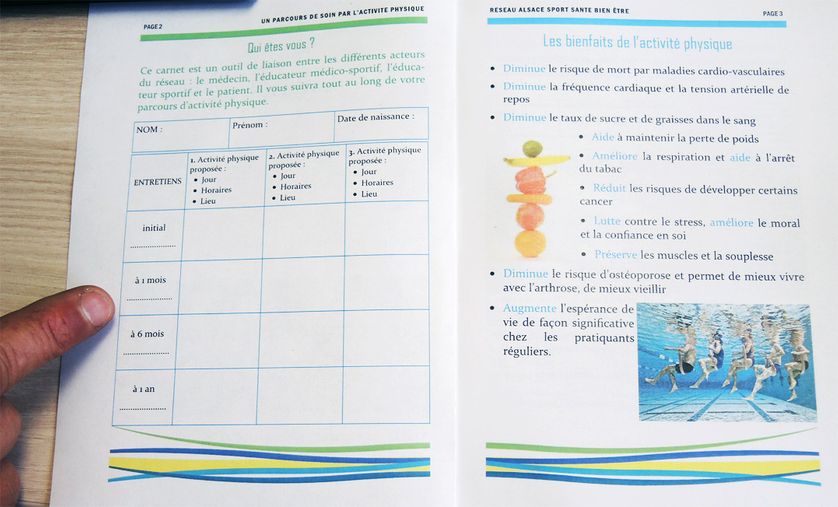 Carnet de suivi de "Sport santé sur ordonnance", à Strasbourg