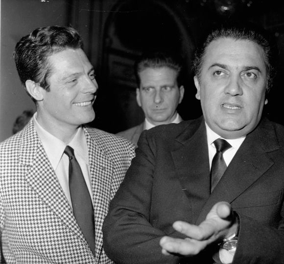 Marcello Mastroianni et Federico Fellini