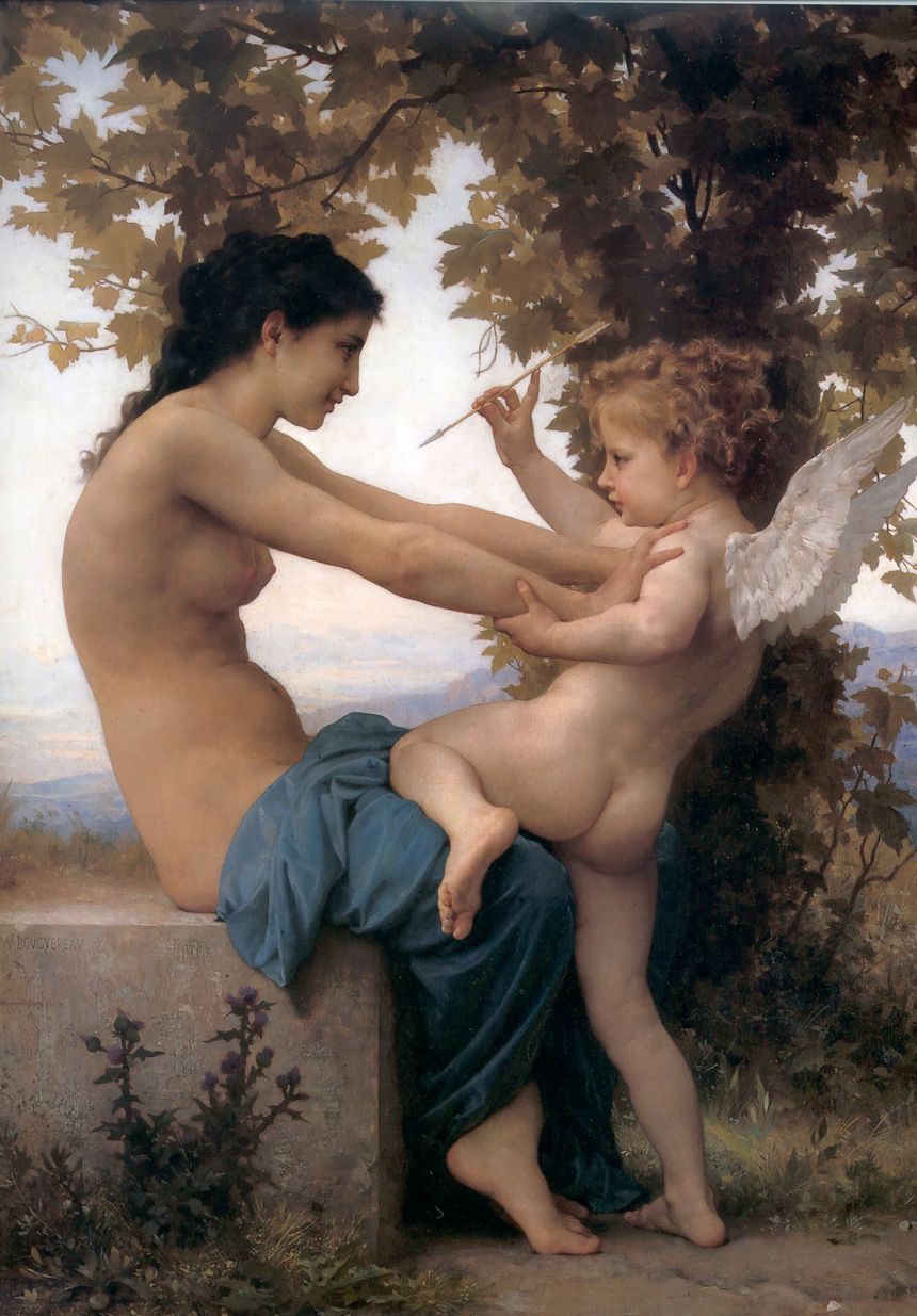 Bouguereau, Jeune fille résistant à Eros, 1880
