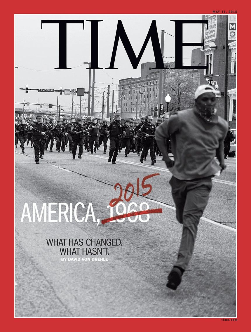 La une du Time sur les émeutes de Baltimore, en kiosque aux Etats-Unis le 11 mai 2015.