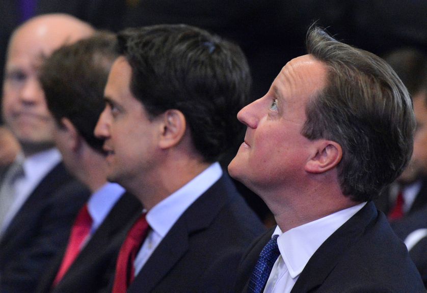 Britain's Prime Minister David Cameron and the leader of the opposition Labour Party Ed Miliband.