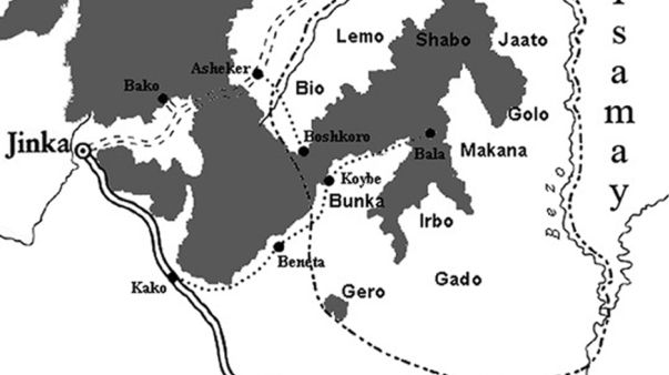 Le territoire maale. D’après D. L. Donham, 1994, p. 27, et 1999, p. xiii. Carte modifiée par Hugo Ferran