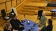 Renaud Machart et Vincent Warnier avec Christian Ivaldi (pianiste) et Cyrille Dubois (ténor) au studio 106 de la Maison de la radio (Paris), le 03/06/2015 © France Musique - Flora Sternadel