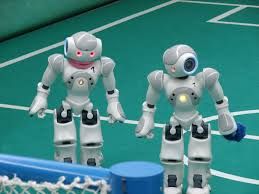 Robots de la NAO-Team joueurs de football lors de l'HTWK Leipzig (RoboCup German Open (de)).