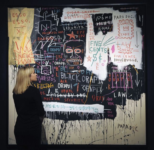 "Museum security" de Basquiat à la salle Christies de Londres