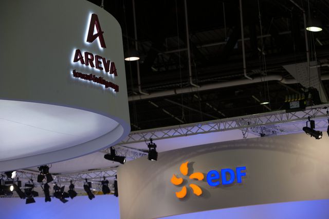 France, Le Bourget 14/10/2014 Salon mondial des industries du secteur nucleaire. Les stands AREVA et EDF.