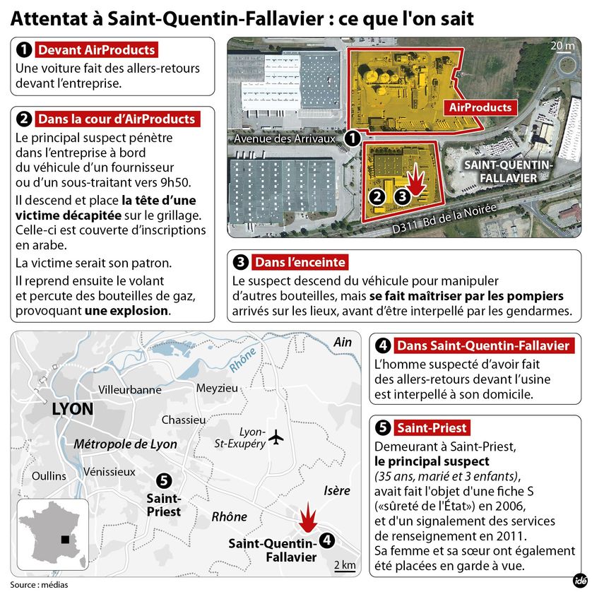 Ce que l'on sait de l'attentat de Saint-Quentin Fallavier, en Isère, vendredi 26 juin 2015 au soir