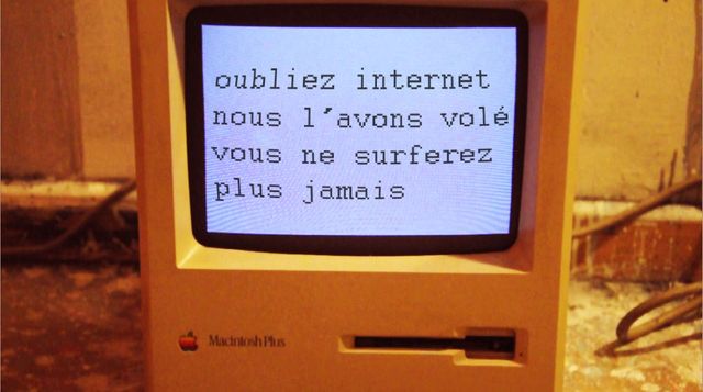 Message laissé par les auteurs du vol d'internet