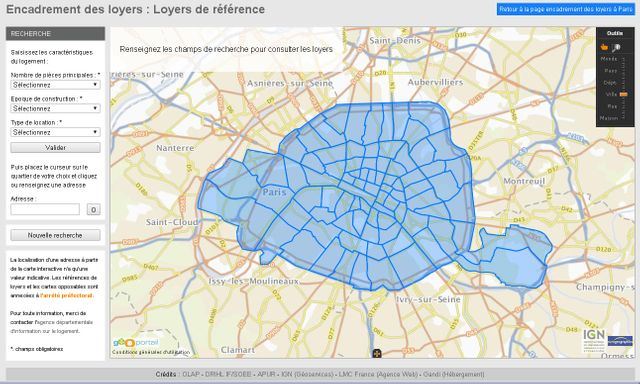 Illustration carte encadrement loyers paris