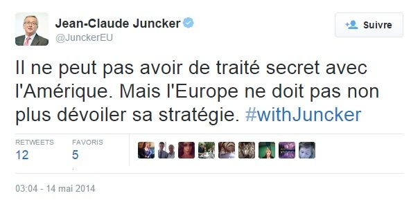 Jean-Claude Juncker justifiant du secret dans les négociations pour le TAFTA.