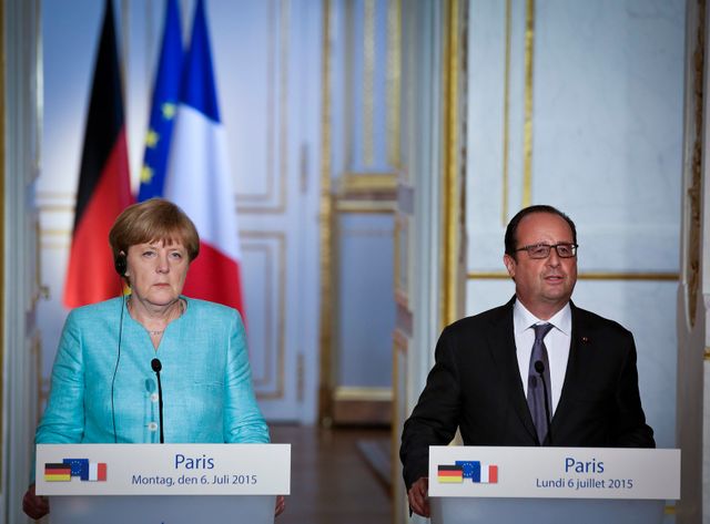 Hollande et Merkel ont repris la main sur le dossier grec hier à l'Élysée.