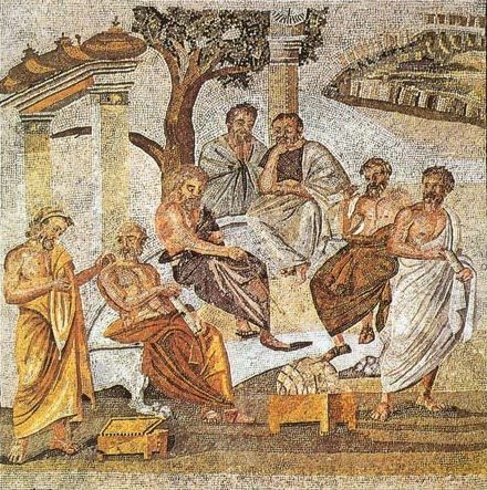 L'Académie de Platon (mosaïque romaine trouvée à Pompéi)