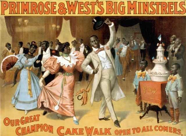 Grande compétition de cake-walk ouverte à tous. Affiche de spectacle américaine de 1896.