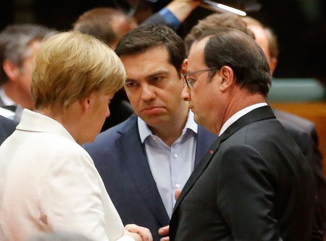Angela Merkel, Alexis Tsipras et François Hollande à Bruxelles