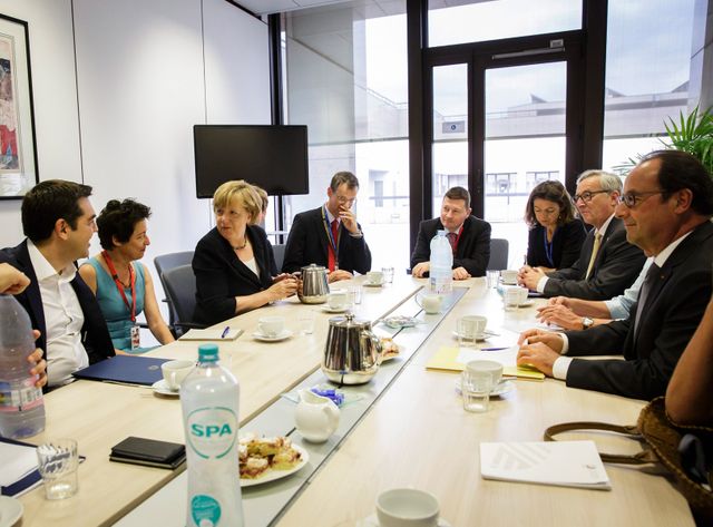 Les membres de l'Eurogroupe réunis mardi à Bruxelles.