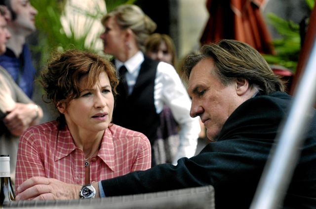 Marie Bunel et Gérard Depardieu sur le tournage de Bellamy