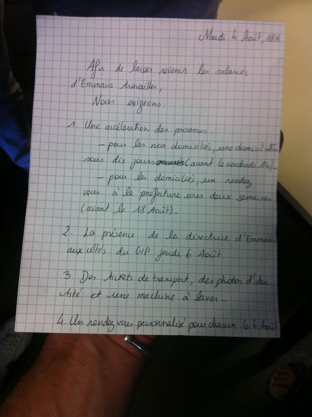Les revendications des migrants à Vincennes