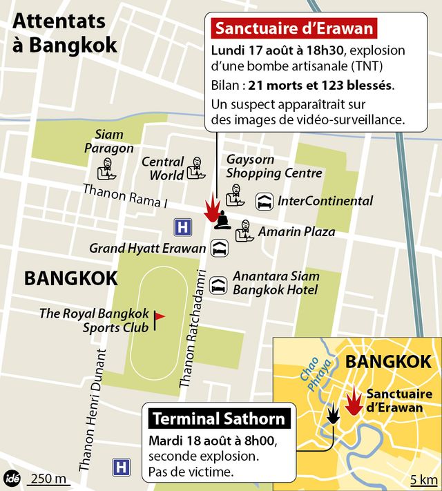 Attentat à Bangkok. Carte et bilan.