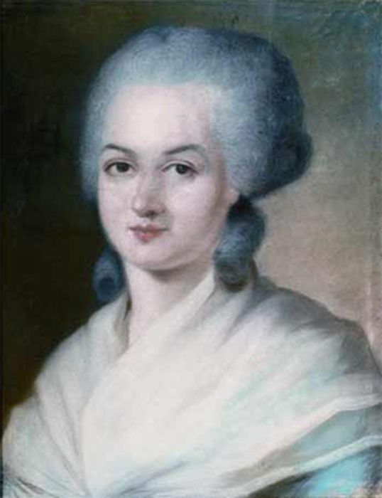Détail du portrait d'Olympe de Gouges réalisé par Kucharski