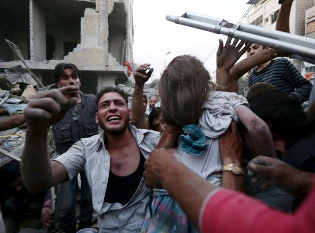 Dans le quatier de Douma à Damas