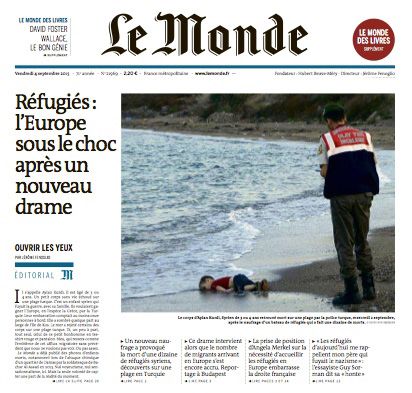 Une du journal Le Monde du vendredi 4 septembre 2015