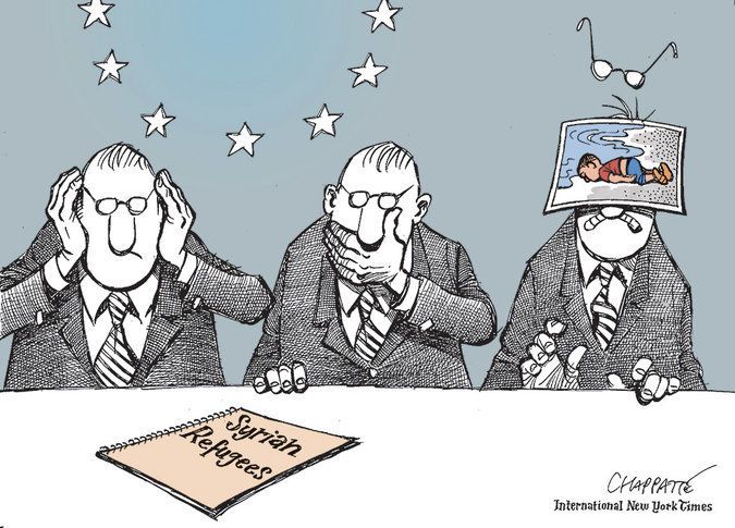 Dessin hommage au petit Syrien Aylan et critique de l'inertie de l'UE