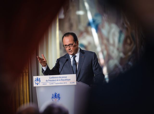 Le president de la republique Francois Hollande lors de sa grande conference de presse semestrielle à l'Elysée