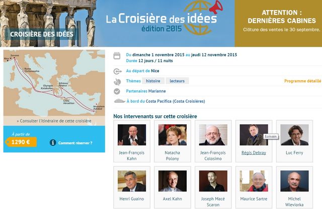 Capture d'écran du site "Crosières thématiques"