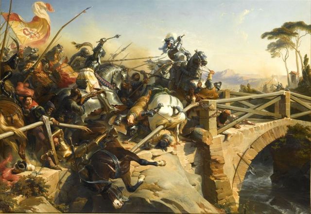 Bayard sur le pont du Garigliano - Henri Félix Emmanuel Philippoteaux - 1840