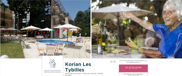 Capture d'écran de l'EHPAD Korian les Tybilles à Meudon