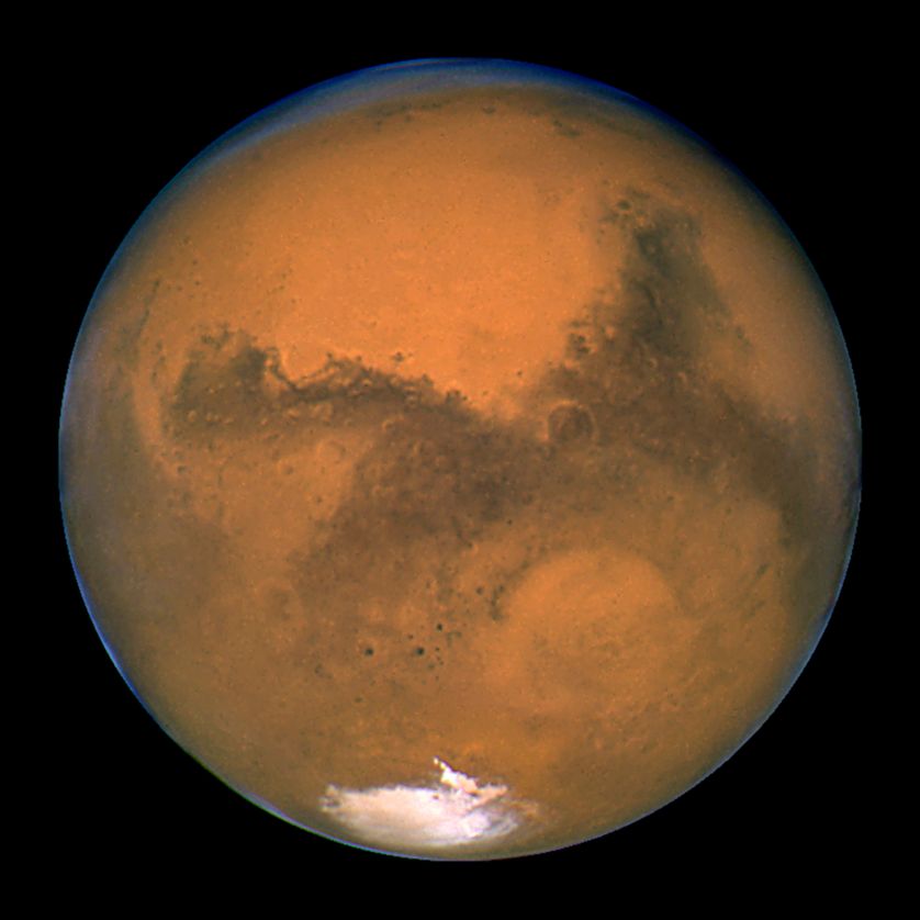 NASA's Hubble Space Telescope snapped this portrait of Mars within minutes of the planet's closest approach to Earth in nearly 6