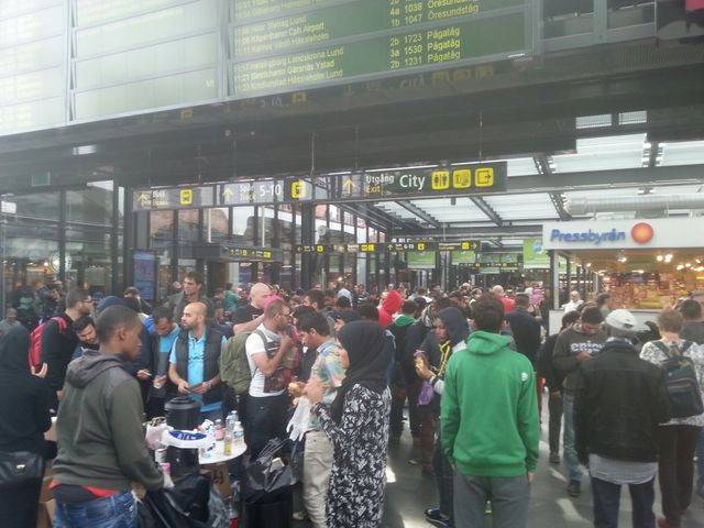 Arrivée de migrants à la gare de Malmö