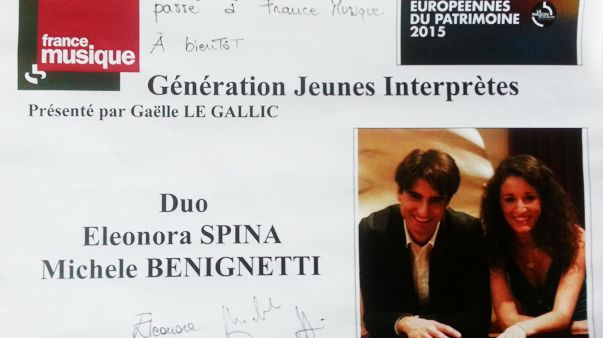 Dédicace Génération jeunes interprètes Eleonora Spina et Michele Benignetti