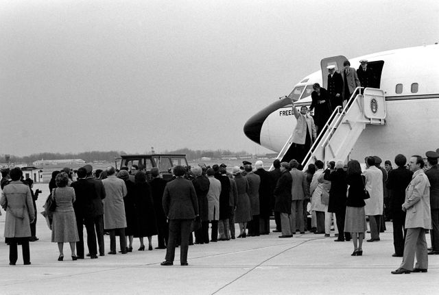 Arrivée aux Etats-Unis des ex-otages américains de Téhéran le 27/01/1981