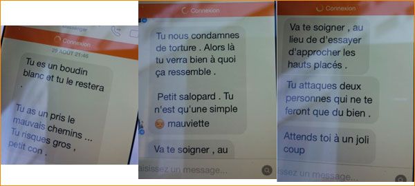 Captures d'écran des messages reçus par Zakaria Moumni sur son Face Book