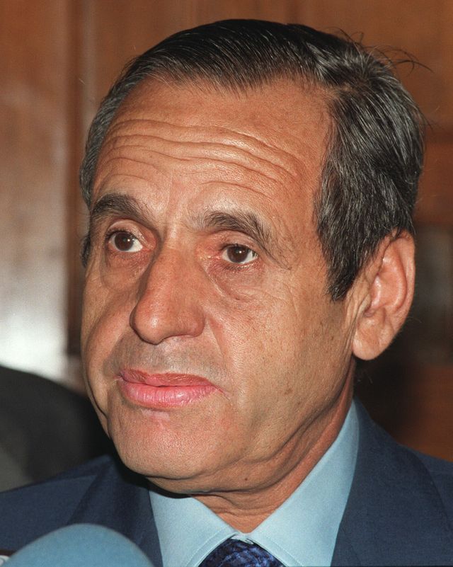 Driss Basri, ministre de l'Intérieur d'Hassan II, à Madrid en 1998