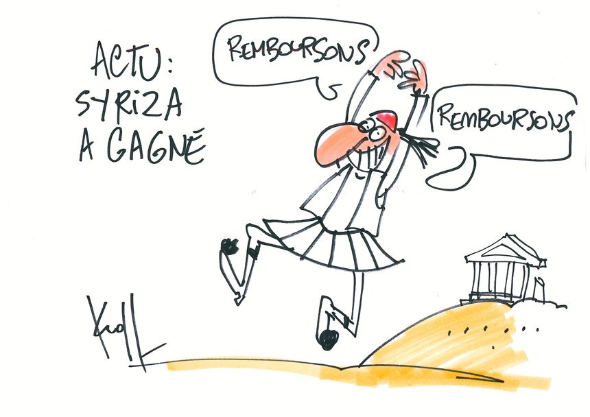 L'actualité en Grèce, sous le feutre de Pierre Kroll.