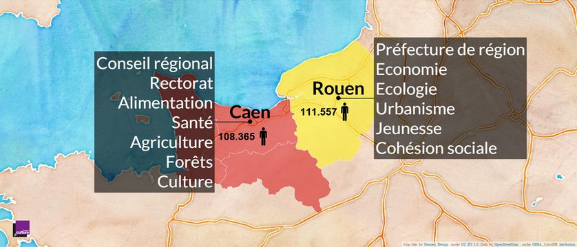Répartition des services déconcentrés de l'Etat entre Caen et Rouen