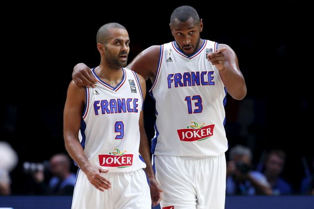 Tony Parker et Boris Diaw lors de l'EuroBasket 2015 en France
