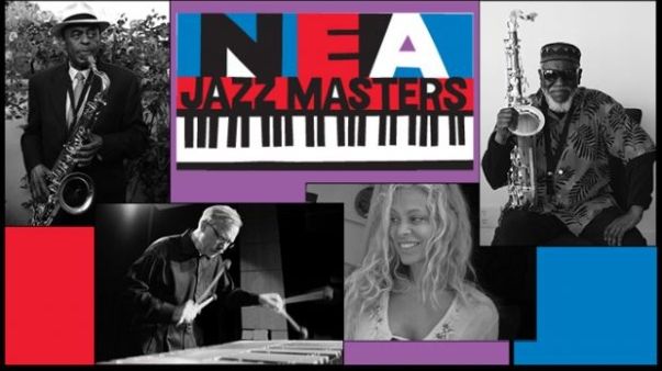 De gauche à droite: Archie Shepp (photo de Monette Berthommier), Gary Burton (photo de Bill Gallery), Wendy Oxenhorn (photo de Klaus Lucka) et Pharoah Sanders (photo de Quentin Leboucher)