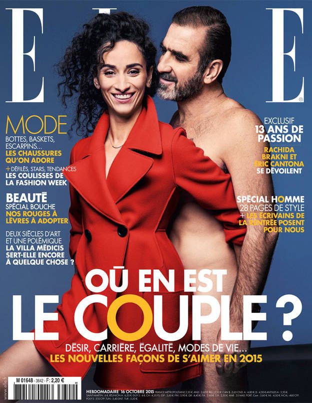 Une de Elle : Eric Cantona pose nu avec Rachida Brakni