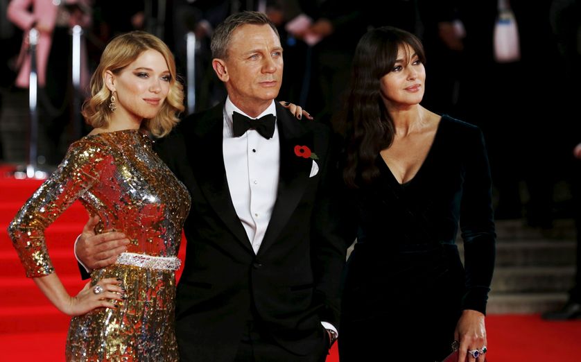 Daniel Craig, Léa Seydoux et Monica Bellucci lors de l'avant-première de "Spectre" à Londres