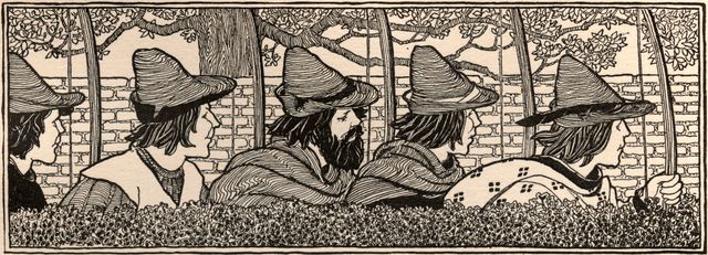 Illustration des acolytes de Robin des bois par Lucy Fitch Perkins
