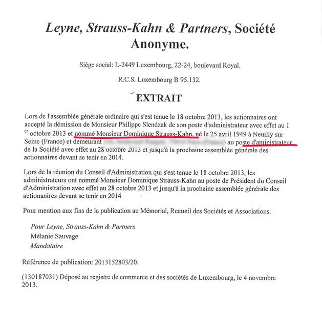 DSK nommé administrateur de LSK en octobre 2013