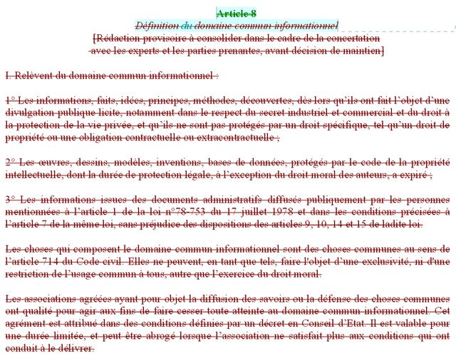 Le fameux article 8 supprimé