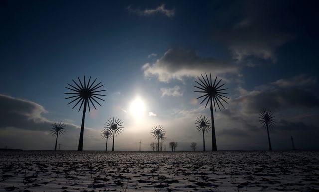 Les éoliennes au village allemand de Feldheim, 21 février 2013