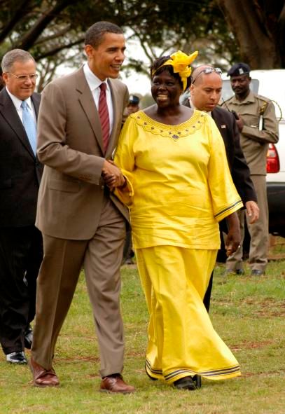 Wangari Maathai en 2006 avec le sénateur Barack Obama
