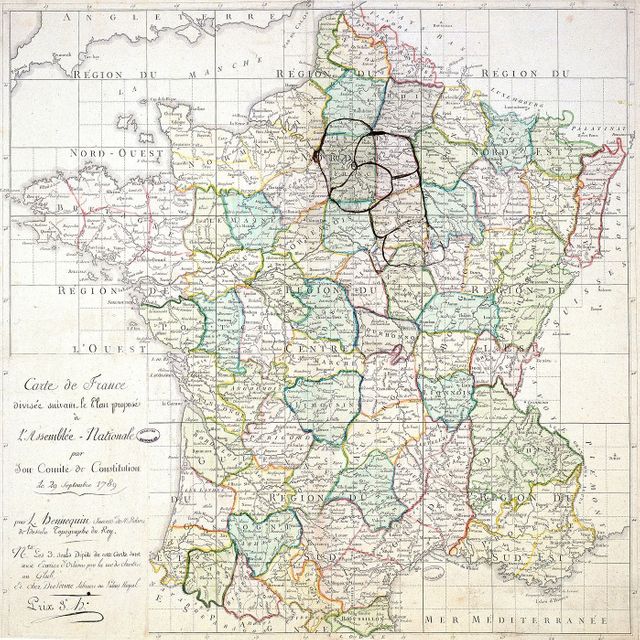 Carte de France divisée suivant le plan proposé à l’Assemblée nationale 29 septembre 1789 par L. Hennequin